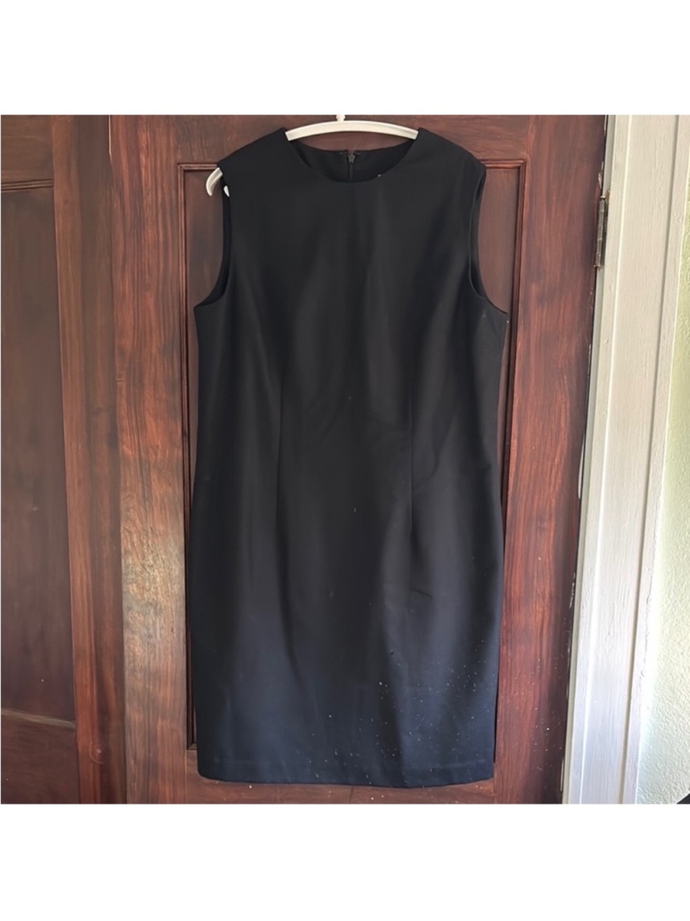 Valerie Stevens Wool Black Sleeveless Midi Sheath Dress